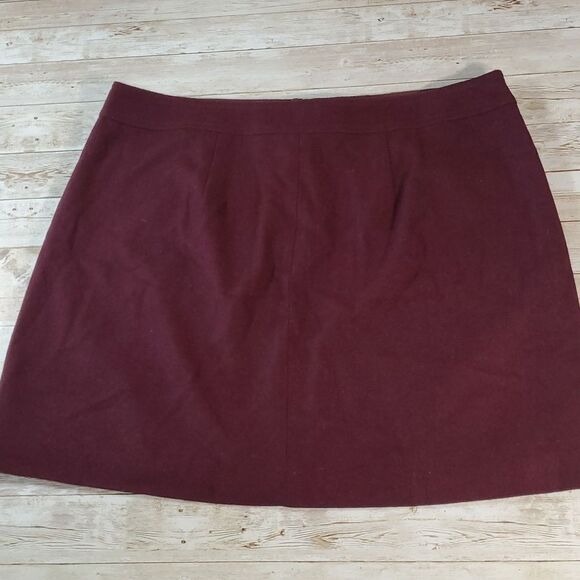 Madewell Fireside Wool Blend Mini Skirt Maroon Burgundy Zipper Pockets Size 14 - Picture 14 of 14